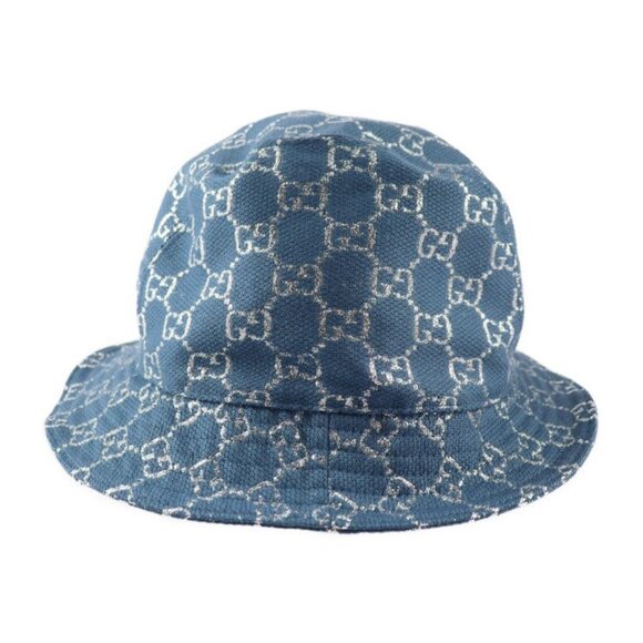 Gucci GG Lame Bucket Hat 71% Wool 17% Nylon 12% Metal Fiber Blue Silver main image 5